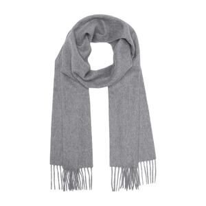 New PHENIX Solid Cashmere Fringe Trim Scarf in Gray, One Size